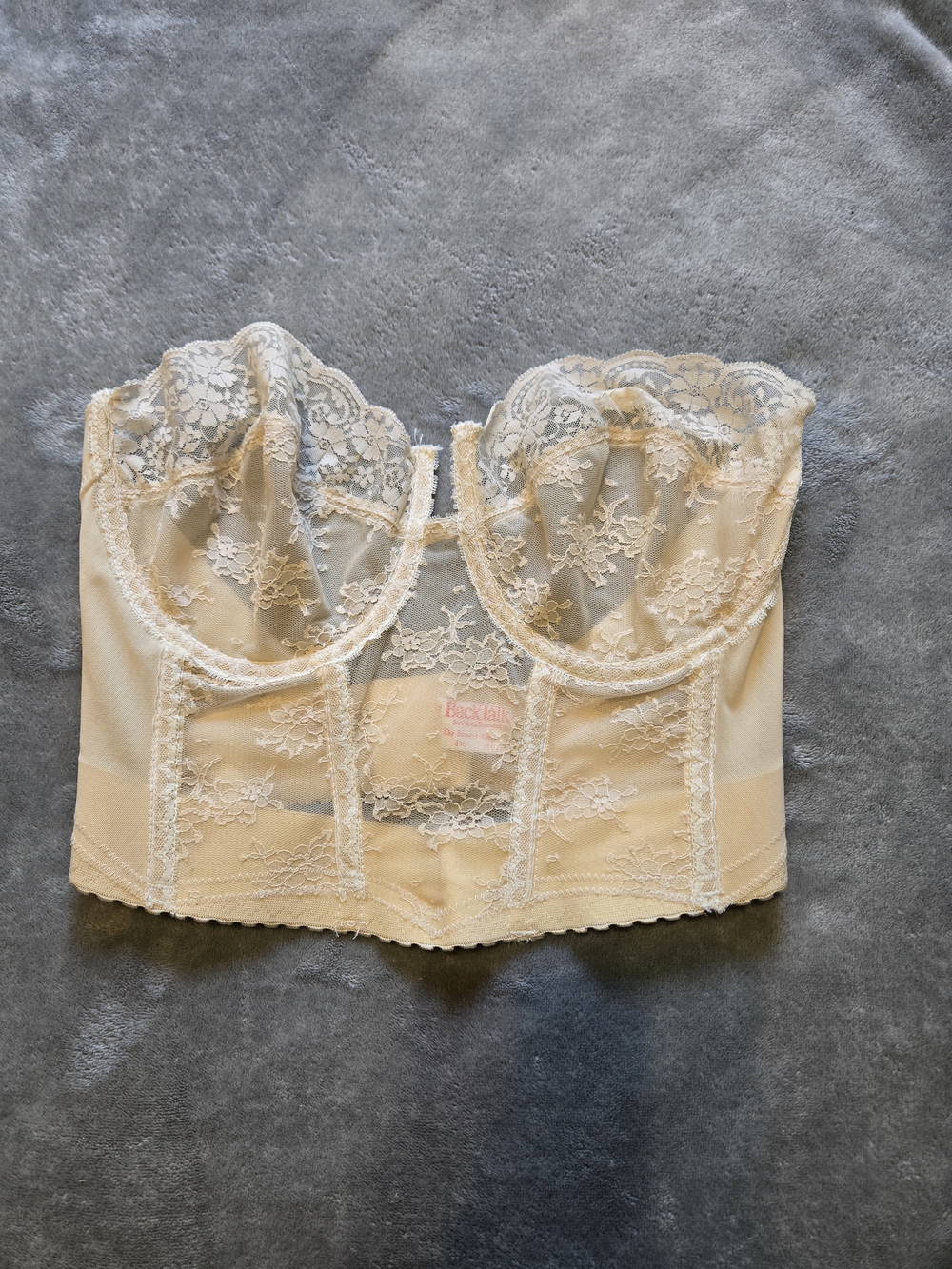 Vintage Lace Longline Bustier Bra BackTalk Cream